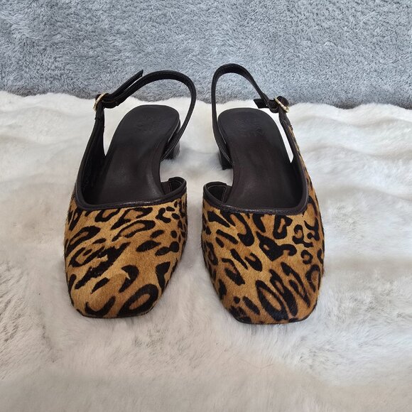Naturalizer Jayla Leopard Print Calf Hair D'orsay Slingback Pumps Women's Size 6 - Picture 11 of 13